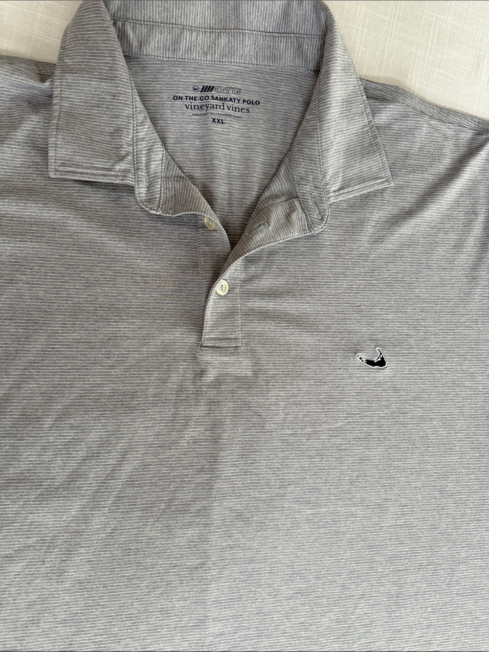 Vineyard Vines Men’s Light Gray Striped Polo